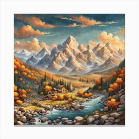 Autumn Mountain Valley Canvas Print