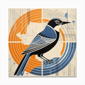 Retro Bird Lithograph Blue Jay 1 Canvas Print