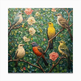 Birds On A Branch Art Canvas Print