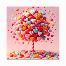 Candy hearts tree in Valentines day Canvas Print