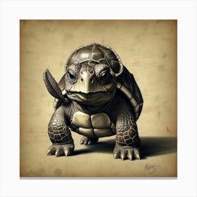 Turtle With A Sword Canvas Print