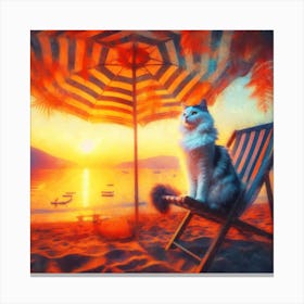 Sunset Time with the Cat Canvas Print