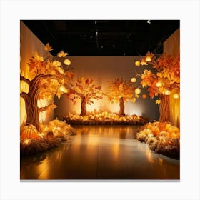 Autumn Themed Generative Light Decor Captures The Essence Of Thanksgiving Manipulations Of Holiday Canvas Print