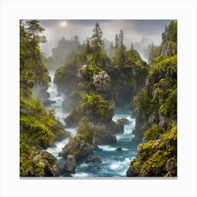 Waterfall In The Forest Canvas Print