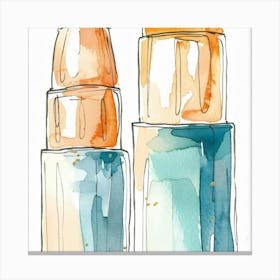 Watercolor Jars 1 Canvas Print