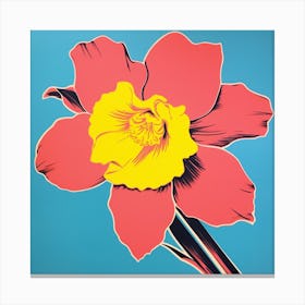 Daffodil 2 Pop Art Illustration Square Canvas Print