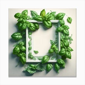 Frame With Green Leaves Canvas Print