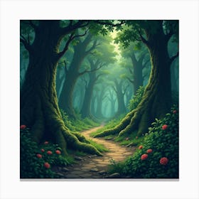 A Legendary Giant’S Footprint In A Mystical, Overgrown Jungle 1 Canvas Print