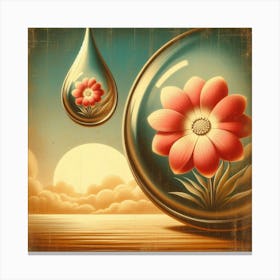 Water Drop With Flower Canvas Print