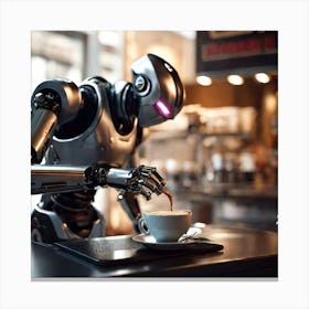 Robot Serving Coffee Canvas Print