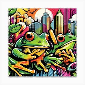 Frog Street Art 4 Canvas Print