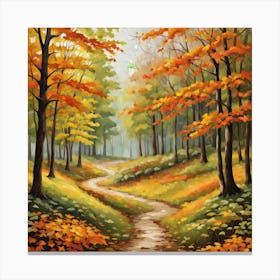 Forest In Autumn In Minimalist Style Square Composition 197 Canvas Print