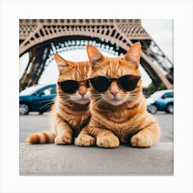 Cats In Paris (2) Canvas Print