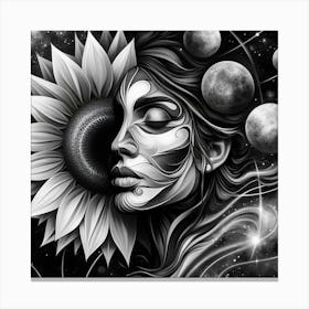 Woman With A Sunflower Canvas Print