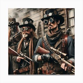 Steam Punk Cowboys 2/4  (time travel old west future west world western outlaw sci-fi fantasy) Canvas Print