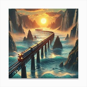 Train Crossing The Ocean 1 Canvas Print