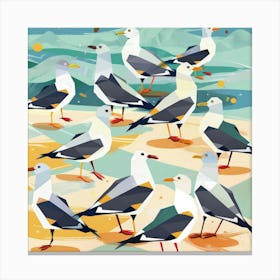 Seagulls On The Beach 2 Canvas Print