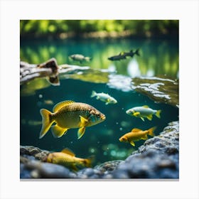 Fish In A Pond Canvas Print