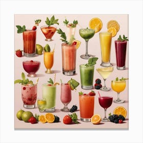 Default Nonalcoholic Cocktails And Smoothies Aesthetic 3 Canvas Print