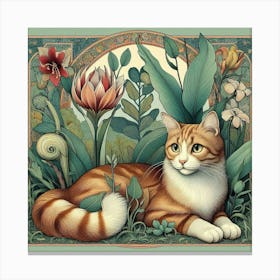 Cat In The Garden 1 Canvas Print