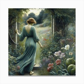 Girl In A Garden 12 Canvas Print