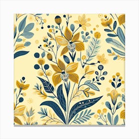 Scandinavian style, Pattern with yellow Orchid flowers 3 Canvas Print