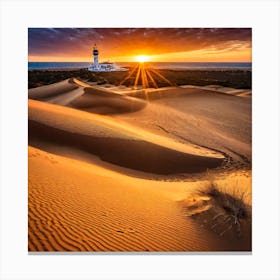 Lighthouse Sunset In The Dunas Canvas Print