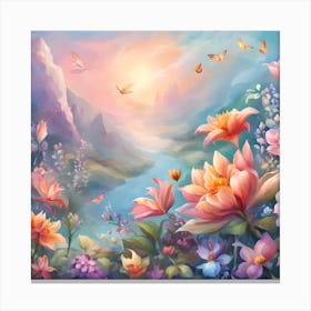Lotus Flowers In The Garden Canvas Print