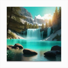 Waterfall In The Mountains 45 Canvas Print