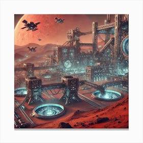 A Detailed Futuristic Scene Showing The Terraformi Canvas Print