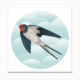 Flying Swallow Square Canvas Print