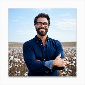 Portrait Of A Man In A Cotton Field 1 Canvas Print