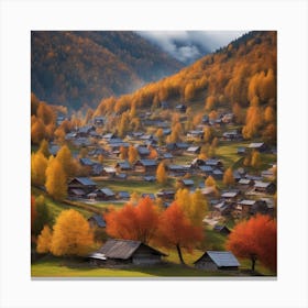 Autumn Village In The Alps Canvas Print