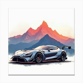 Zenvo Tsr S With A Stunning Watercolor Mountain Range, No Logo Or Signature 1 Canvas Print