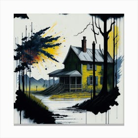 Colored House Ink Painting (24) Canvas Print