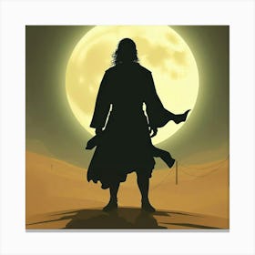 Silhouette Of A Man In The Desert Canvas Print