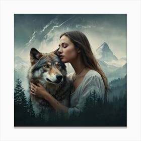 Wolf And The Woman Canvas Print