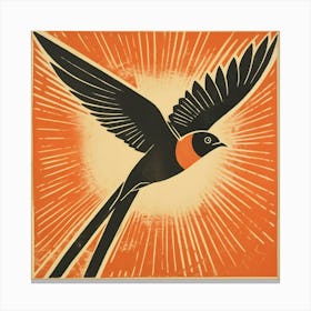 Retro Bird Lithograph Barn Swallow 2 Canvas Print