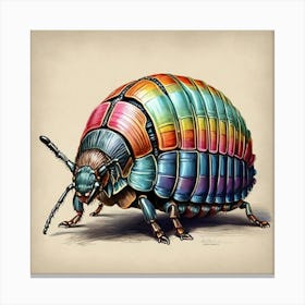 Colorful Insect Illustration Pill Bug Art Print Canvas Print