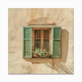 Window With Green Shutters Canvas Print