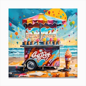 Flavorful Delights At The Beach Ice Cream Stand Canvas Print