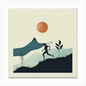 Silhouette Of A Runner 2 Canvas Print