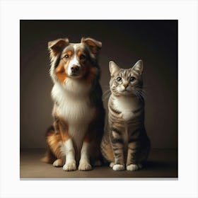 Portrait Of A Dog And Cat 6 Canvas Print