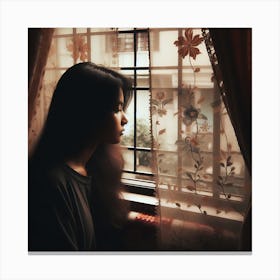 Girl Looking Out The Window Canvas Print