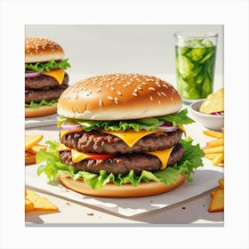 Hamburgers And Fries Canvas Print