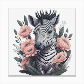 Floral Zebra (2) Canvas Print