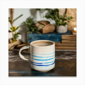 A Minimalist Stoneware Mug In A Straight Short Wid Canvas Print