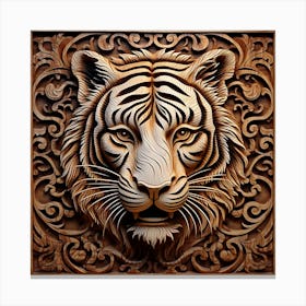 Tiger Head Carving Canvas Print