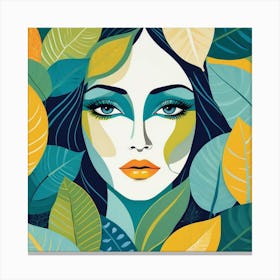 Woman In Leaves Canvas Print