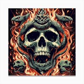 Skull On Fire Canvas Print